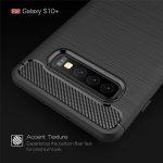 Samsung Galaxy S10+ Schutzhülle TPU Silikon Textur/Carbon Design Schwarz