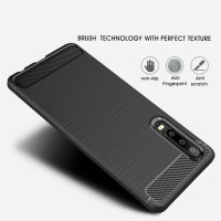 Huawei P30 Cover Schutzhülle TPU Silikon Textur/Carbon Design Schwarz
