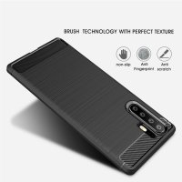 Huawei P30 Pro Cover Schutzhülle TPU Silikon Textur/Carbon Design Schwarz