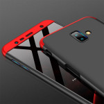 Samsung Galaxy J6+ Cover Schutzhülle drei teiliges PC Full Gehäuse Schwarz/Rot