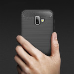 Samsung Galaxy J6+ Schutzhülle TPU Silikon Textur/Carbon Design Schwarz