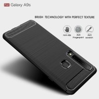 Samsung Galaxy A9 (2018) Schutzhülle TPU Silikon Textur/Carbon Design Schwarz