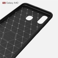 Samsung Galaxy A40 Cover Schutzhülle TPU Silikon Textur/Carbon Design Schwarz