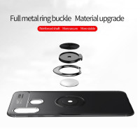 Samsung Galaxy A40 Cover Schutzhülle Silikon Metallring Standfunktion Schwarz