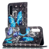 Samsung Galaxy A70 Handytasche Ledertasche Fotofach 3D Schmetterling Motiv