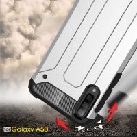 Samsung Galaxy A50 Cover Schutzhülle TPU Silikon/PC Carbon Design Schwarz