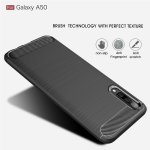 Samsung Galaxy A50 Cover Schutzhülle TPU Silikon Textur/Carbon Design Schwarz