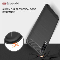 Samsung Galaxy A70 Cover Schutzhülle TPU Silikon Textur/Carbon Design Schwarz