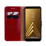 Samsung Galaxy A6+ (2018) Handytasche Ledertasche Standfunktion Kartenslot Rot
