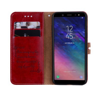 Samsung Galaxy A6 (2018) Handytasche Ledertasche Standfunktion Kartenslot Rot