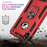 iPhone XS iPhone X Cover Schutzhülle TPU/PC Kombi Metall Ring Standfunktion Rot