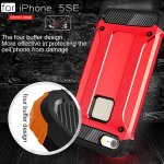 iPhone 5 SE 5S 5 Cover Schutzhülle TPU Silikon/PC Carbon Design Rot