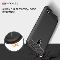 Nokia 2.2 Cover Schutzhülle TPU Silikon Textur/Carbon Design Schwarz