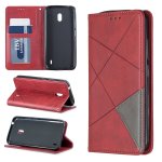 Nokia 2.2 Case Handytasche Ledertasche Fotofach Standfunktion Karo Style Rot