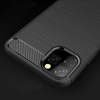 iPhone 11 Pro Max Cover Schutzhülle TPU Silikon Textur/Carbon Design Schwarz