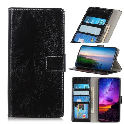 Samsung Galaxy Note10 Case Handytasche Ledertasche Fotofach Retro Style Schwarz