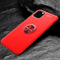 iPhone 11 Cover Schutzhülle TPU Silikon Metal Haltering Standfunktion Rot