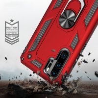 Huawei P30 Pro Cover Schutzhülle TPU/PC Kombi Metall Ring Standfunktion Schwarz