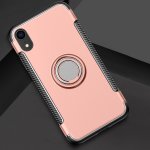 iPhone XR Cover Schutzhülle TPU Silikon Metall Ring Standfunktion Rose Gold
