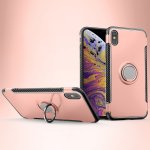 iPhone XS Max Cover Schutzhülle TPU Silikon Metall Ring Standfunktion Rose Gold