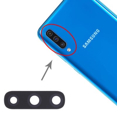 Samsung Galaxy A50 Kamera Linse Objektiv Glas Abdeckung Schwarz + Klebefolie