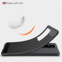 Samsung Galaxy S20 Ultra Schutzhülle TPU Silikon Textur/Carbon Design Schwarz