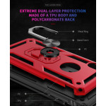 iPhone XS Max Cover Schutzhülle TPU/PC Kombi Metal Ring Standfunktion Rot