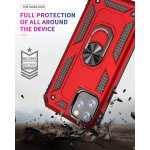 iPhone 11 Pro Cover Schutzhülle TPU/PC Kombi Metal Ring Standfunktion Rot