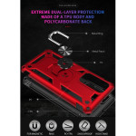 Huawei P40 Cover Schutzhülle TPU/PC Kombi Metal Ring Standfunktion Rot
