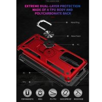 Huawei P40 Pro Cover Schutzhülle TPU/PC Kombi Metallring Standfunktion Rot