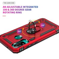 Huawei P40 Lite E Cover Schutzhülle TPU/PC Kombi Metal Ring Standfunktion Rot