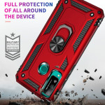 Huawei P40 Lite E Cover Schutzhülle TPU/PC Kombi Metal Ring Standfunktion Rot