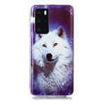 Huawei P40 Cover Schutzhülle TPU Silikon leuchtenden Wolf Motiv