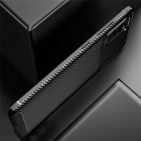 Samsung Galaxy A41 Cover Schutzhülle TPU Silikon Textur/Carbon Design Schwarz