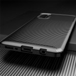 Samsung Galaxy A41 Cover Schutzhülle TPU Silikon Textur/Carbon Design Schwarz