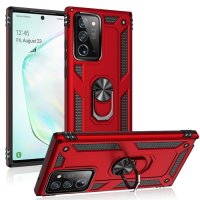 Samsung Galaxy Note20 Schutzhülle TPU/PC Kombi Metall Ring Standfunktion Rot
