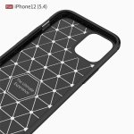 iPhone 12 mini Cover Schutzhülle TPU Silikon Textur/Carbon Design Schwarz