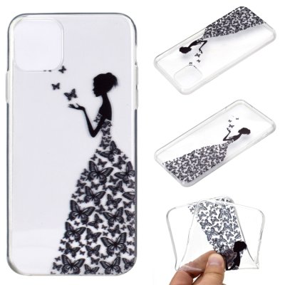 iPhone 12/12 Pro Schutzhülle TPU Silikon Transparent Schmetterlingfrau Motiv