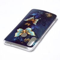 Samsung Galaxy A20s Cover Schutzhülle TPU Silikon Schmetterling Gold Motiv