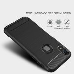 iPhone XR Cover Schutzhülle TPU Silikon Textur/Carbon Design Schwarz