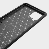 Samsung Galaxy A42 Cover Schutzhülle TPU Silikon Textur/Carbon Design Schwarz