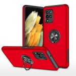 Samsung Galaxy A42 Schutzhülle TPU/PC Kombi Metallring Standfunktion Rot