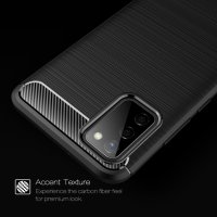 Samsung Galaxy A02s Cover Schutzhülle TPU Silikon Textur/Carbon Design Schwarz