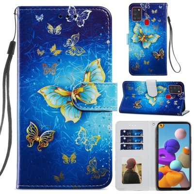 Samsung Galaxy A21s Handytasche Ledertasche Standfunktion Schmetterling Motiv