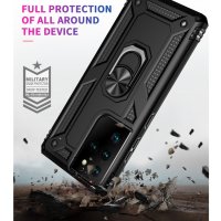 Samsung Galaxy S21 Ultra Schutzhülle TPU/PC Metallring Standfunktion Schwarz