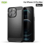 iPhone 13 Pro Max Cover Schutzh&uuml;lle TPU Silikon Textur/Carbon Design Schwarz