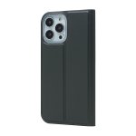 iPhone 13 Pro Max Case Handytasche Ledertasche Standfunktion DeLuxe Grau