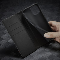 iPhone 13 mini Case Handytasche Ledertasche Standfunktion Carbon Design