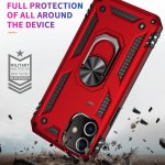 iPhone 12 mini Cover Schutzhülle TPU/PC Hybrid Metal Ring Standfunktion Rot
