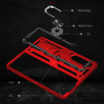 Schutzhülle für Samsung Galaxy Z Fold3 Cover TPU/PC Kombi Metall Ring Rot